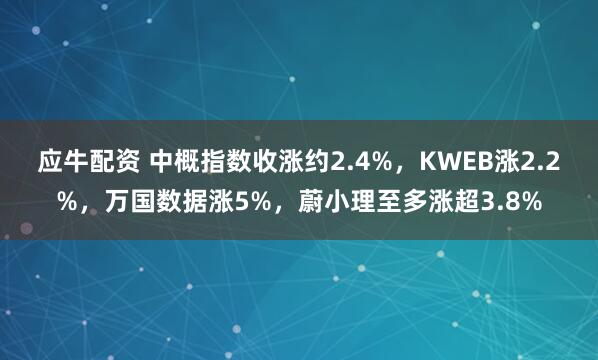 应牛配资 中概指数收涨约2.4%，KWEB涨2.2%，万国数据涨5%，蔚小理至多涨超3.8%
